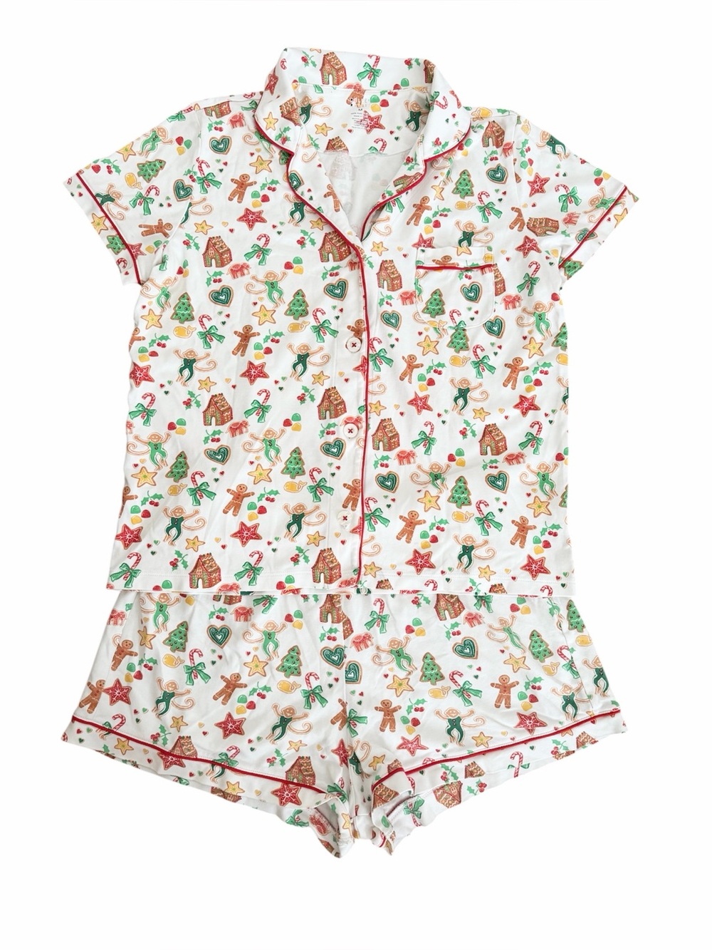ROLLER RABBIT Gingerbread Polo Party Pajama Short Set - Like New, Medium - Picture 4 of 14
